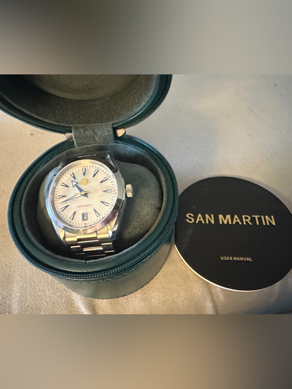 San Martin Men's Silver Stainless Steel Automatic Watch - Silver Dial